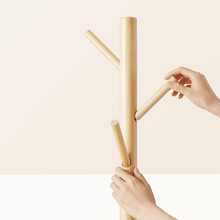 1pc Floor Standing Clothes Hanger Rack, Bedroom Hanging Bag Rack, Wooden Coat Rack, Simple Clothes Hanging Rod, Indoor Garment Rack - Wood Color - View 4