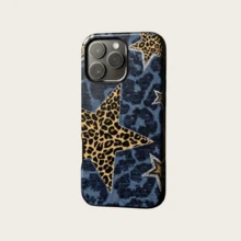 Leopard Print Star Phone Case, Retro Animal Pattern Phone Protective Cover Suitable For IPhone 17, 16e, 15, 14 Plus, 14 Pro, 13, 12, 11 Pro Max - Multicolor - View 2
