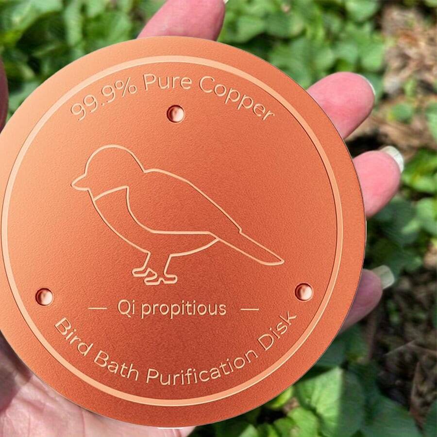 1/2pcs Copper Bird Bath Tray, 0.6mm Reinforced 99.99% Pure Copper Cleaning Plate With 3-Point Support, Enables Year-Round Physical Cleaning Water For Outdoor Bird Bath Bowl - One Red One - View 1