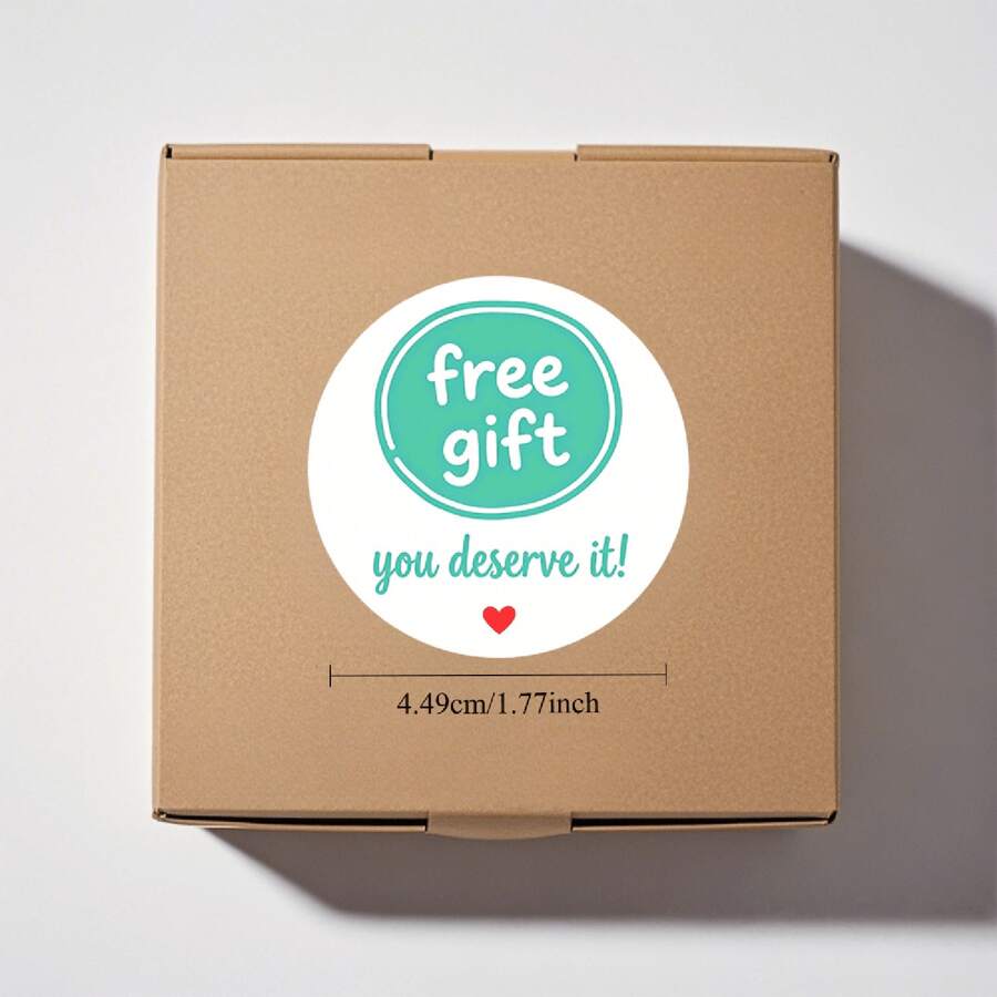 6/30/60 Pcs -1/5/10 Sheets Green Round Free Gift Sticker With You Deserve It Text And Red Heart Design - Stickers For Small Business, Journal, Scrapbooking, Gift Wrapping, Craft Projects & Office Supplies - A - View 1