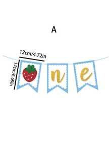 1 pièce Drapeau d'anniversaire de la première année du bébé avec décoration de garçon et fille aux fraises, convient pour les fêtes de bébé, les baby showers - Multicolore - Voir 6