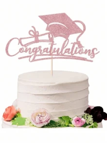 1 Peça Decoração de Topo de Bolo de Formatura 2026, Design de Boné e Pergaminho de Doutorado de Parabéns ao Formando, Adequado para Decoração de Celebração de Formatura, Suprimentos para Festa de Formatura, Decorações de Bolo - Vários estilos - Visão 7