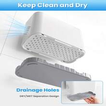 Toothbrush And Toothpaste Holder Drainage For Bathroom Countertop With Adjustable Dividers, Large Toothpaste Caddy Organizer Storage Set Anti-Slip For Shower,Family,Gray - Multicolor - View 6