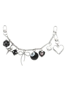 1pc Detachable Pant Chain With Dice & Heart Charm, Adjustable Streetwear Jeans Accessory Gift - Multicolor - View 2