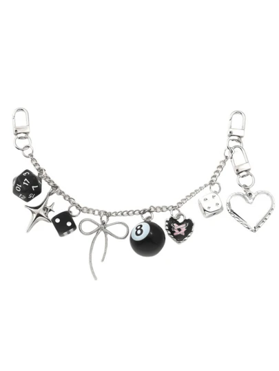 1Pc Y2K Detachable Pants Chain 8-Ball Dice Heart Waist Chain Adjustable Men's Streetwear Jeans Bag Charm Gift Jewelry