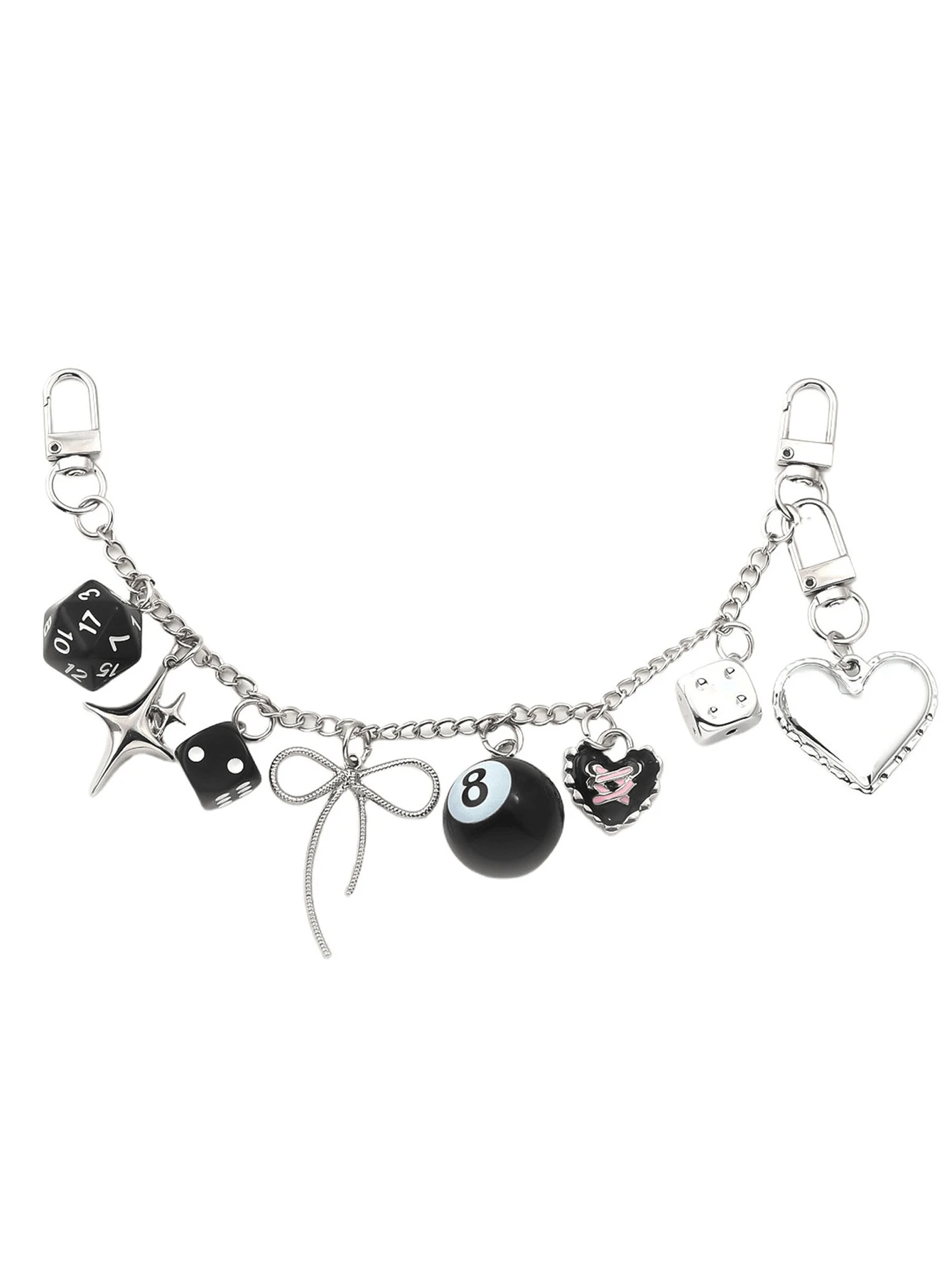 1pc Detachable Pant Chain With Dice & Heart Charm, Adjustable Streetwear Jeans Accessory Gift