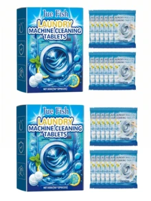 jakehoe 洗衣機清潔錠，適用於前開式與上開式洗衣機深層清潔，去除水垢殘留異味，快速發泡，持久清新，檸檬香氣，洗衣機清潔劑，新舊款隨機出貨 - 彩色 - 查看 9