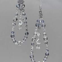 1pc "Icy Blue" Transparent Blue Moon & Star Crystal Beaded Summer New Candy Phone Lanyard, Luxury Crystal Exquisite Sparkling Niche Phone Hanging Chain - Multicolor - View 5