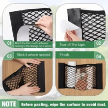 No Drill Adhesive Wall Mounted Mesh Storage Bag | Suitable For Cabinet Doors, Car Trunks, Under Sinks, RVs And Camping Vehicles - View 7