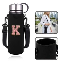 1 túi đựng bình nước thể thao giữ nhiệt 550-1500ml, kiểu đeo chéo, có dây đeo điều chỉnh được, kèm vỏ đựng bình nước thêu chữ A-Z. - màu đen - Xem 22