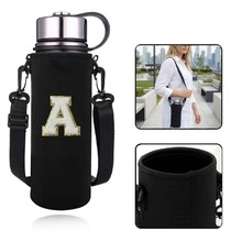 1个550-1500毫升运动水壶保温袋，带肩带和可调节水壶套，并绣有A-Z字母。 - 黑色 - 查看 42