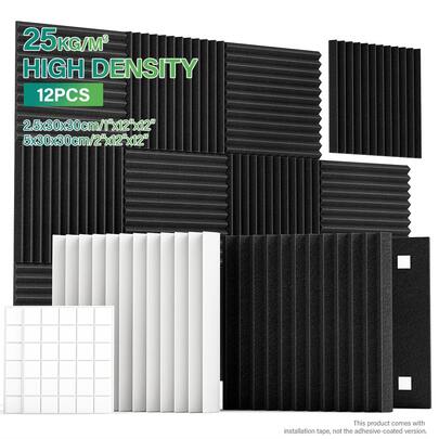 OSITE SKY [Studio Essentials]Acoustic Panel Series - 12 Pieces (12''x12''x1''/12''x12''x2'' Double-Thickness) Acoustic Treatment Foam - Eliminates Background Noise For Podcasters/Musicians - Studio-Grade Soundproofing Material