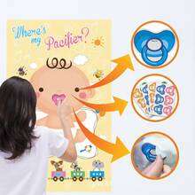 Where's My Pacifier Baby Shower Game, Baby Shower Party Game Kit With Poster, Blindfold And Pacifier Stickers For Baby Shower Party Activities - Multicolor - View 1