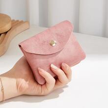 Kompakte und bequeme Damen-Doppelkapazitäts-Kupplung mit doppeltem Layer, modische und minimalistische, einfarbige Münztasche - Pink - Übersicht 8
