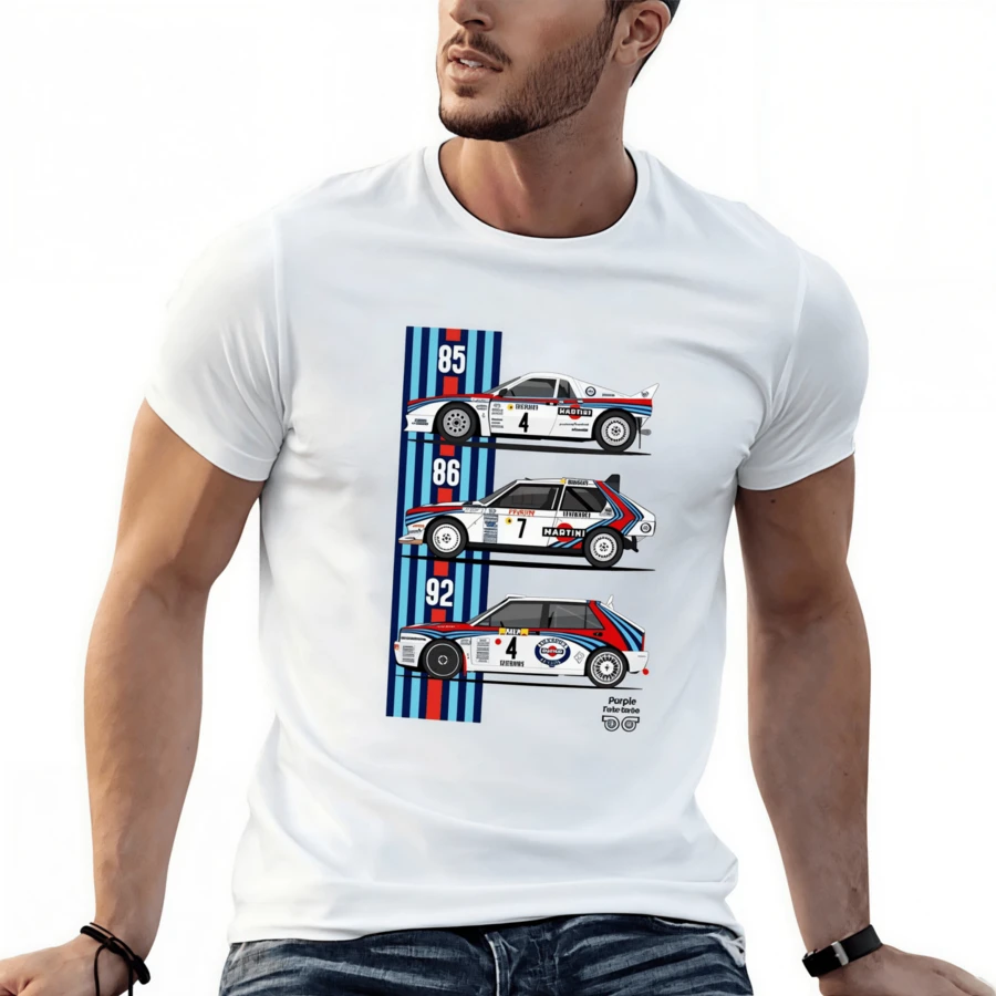 Lancia Martini Trio T-Shirt Summer Top Graphics Mens T Shirts Pack - 白色 - 查看 1