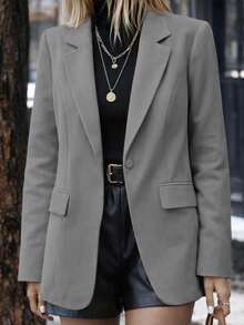 MICHELEE Elegant Women's Tailored Blazer With Structured Cut – Casual Chic For Work And Everyday Wear - 灰色 - 查看 3