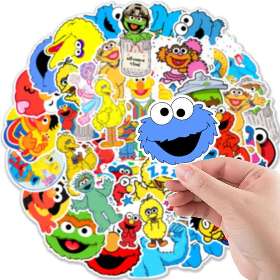 Panini Stiker Kartun Sesame Street Tahan Air, Cocok untuk Botol Minum, Laptop, Koper, Casing Ponsel, dan Kerajinan Tangan DIY - Gaya acak - View 1