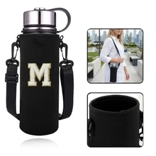1个550-1500毫升运动水壶保温袋，带肩带和可调节水壶套，并绣有A-Z字母。 - 黑色 - 查看 112