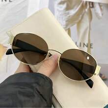 Fashionable Metal Frame Oval/Polygon Semi-Rimless Glasses, Suitable For Daily Use And Outdoor Activities - Multicolor - View 3