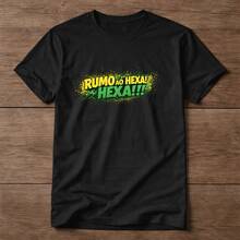 Camiseta Plus Size Masculina Estampada Brasil Rumo Ao Hexa Copa Do Mundo Algodão 100% Premium Manga Curta Casual Blusa Academia Camisa - Preto - Visão 2
