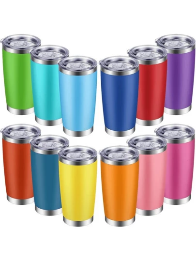 20 Oz Tumbler Stainless Steel Tumblers With Lid Double Wall Vacuum Insulated Coffee Mug 20oz Powder Coated Cup For Hot And Cold Drinks, Black, 1 Pack