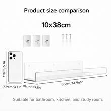 1/2/4pcs 4/7/12/15 Inch Transparent Acrylic U-Shaped Wall Mounted Storage Rack, No Drilling Required, Nail Polish Display Rack, Kitchen Spice Organizer - Multicolor - View 11
