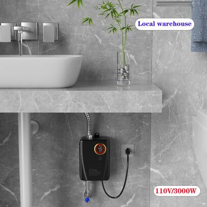  Lianfengymx Tankless Water Heater Electric 110V, 3000W Instant Portable On-Demand Hot Water For Sink, RV Kitchen, Camping, Digital Display ,Use In Environments Above 32°F, Lower Flow = Higher Heat