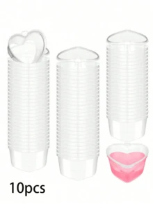 50/25/5pcs Heart-Shaped Disposable Plastic Cups With Leak-Proof Lids, Suitable For Cream Cups, Jelly Cups, Small Condiment Containers, Wine Glasses, Dipping Sauce Cups, Salad Dressing Containers, Pudding Cups, Condiment Containers, Transparent Food Cups, DIY Liquid Balls, Soft Clay, Valentine's Day Party, Mother's Day Gifts, Gifts, Bridal Shower - Multicolor - View 9