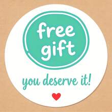 6/30/60 Pcs -1/5/10 Sheets Green Round Free Gift Sticker With You Deserve It Text And Red Heart Design - Stickers For Small Business, Journal, Scrapbooking, Gift Wrapping, Craft Projects & Office Supplies - A - View 4