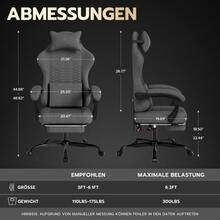 Gaming Chair, Fabric Office Chair, Gaming Chair With Massage Headrest, Ergonomic Racing Gaming Chair With Footrest (Dark Grey) - Dark Grey - View 8