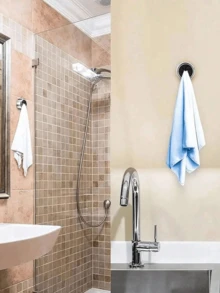 Bộ 3 giá treo khăn tự dính gắn tường, giá treo khăn tròn phù hợp cho phòng tắm, nhà bếp và gia đình, gắn trên tường, tủ, nhà để xe, không cần khoan. - Nhiều màu - Xem 7