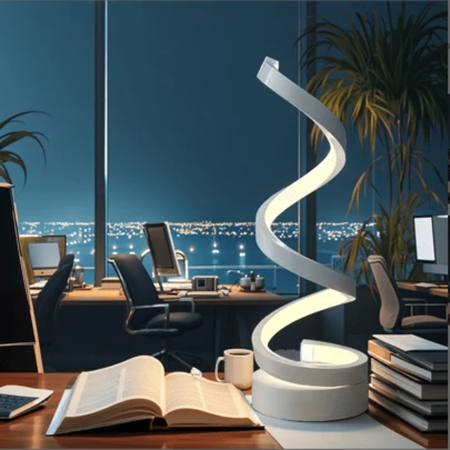 LED Metal Spiral Decorative Art Desk Lamp, Three Color Temperature Infinite Dimming Modes, Suitable For Bedroom Bedside Lamps, Office Desktop Lighting, Restaurant And Cafe Decorative Lighting Fixtures, Perfect Gifts For Family And Friends During Festivals