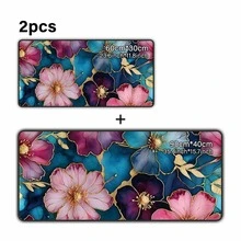 35.4x15.7 英寸精美花卉图案桌垫 | 35.4x15.7 英寸精美鼠标垫，带防滑橡胶底座和缝边 | 高清花卉印花图案 | 适用于家庭、办公室和游戏 | 送给女性的完美礼物，返校季游戏鼠标垫，办公桌配件，办公用品，桌面配件，鼠标垫，桌面鼠标垫 - 彩色 - 查看 17