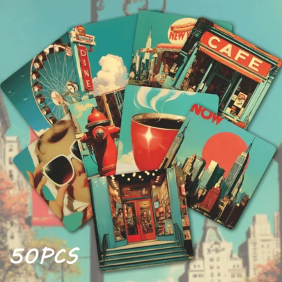 50 Pieces Of 90s American Retro Poster-Style Graffiti Stickers - Waterproof Vinyl, Suitable For Suitcases, Notebooks, Laptops, Cups, Etc. - Decorative DIY Scrapbook For Retro Aesthetics Scrapbook Supplies Stationery Funny Stickers