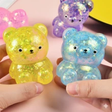 1个可爱闪光泰迪熊毛绒玩具：随机尺寸（S/M/L）和颜色，舒缓焦虑的柔软玩具，非常适合儿童生日礼物袋、课堂奖励和感官游戏。 - NNL01 - 查看 6