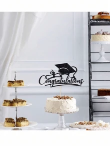1 Peça Decoração de Topo de Bolo de Formatura 2026, Design de Boné e Pergaminho de Doutorado de Parabéns ao Formando, Adequado para Decoração de Celebração de Formatura, Suprimentos para Festa de Formatura, Decorações de Bolo - Vários estilos - Visão 4