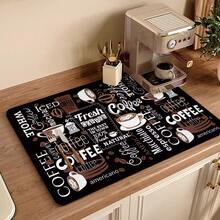 1pc Square Skull & Coffee Pattern Heat Resistant Mat, Desktop Protective Pad, Coffee Machine Mat, Kitchen Drainage Mat, Home & Kitchen Dining Mat - Multicolor - View 17