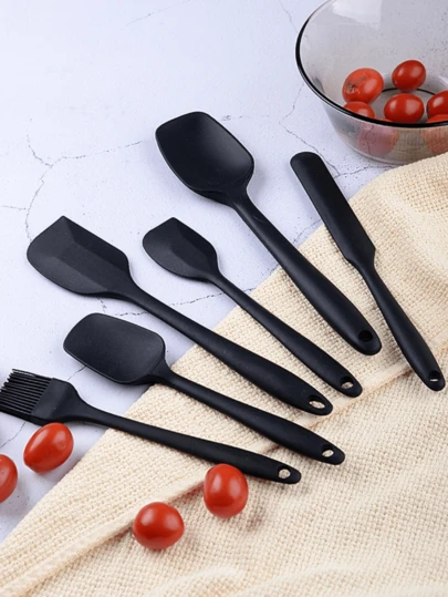 6pcs Silicone Baking Tool Set - Heat Resistant, Dishwasher - Includes Long Spatula, Regular Spatula, Scraper, Basting Brush, And Honey Dipper - Suitable For Thanksgiving, Easter, Halloween, Christmas And Various Occasions - Ideal Gift For Baking Enthusiasts And Home Chefs, Essential Baking Tools For Kitchen