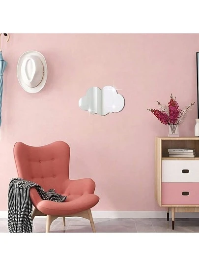 1 Cloud Mirror Wall Sticker, 2mm Thick Acrylic Material, 3D Mirror Wall Tile DIY, Suitable For Bedroom, Living Room, Bathroom, Kitchen, Stickers, Wall Stickers, Vinyl Stickers, Home Decoration, Spring Decorations, Rejuvenate Your Home, Rama Decoration Sticker Wall Decoration Room Decoration Wall Mirror, Suitable For Room Bathroom Decoration Living Room Decoration