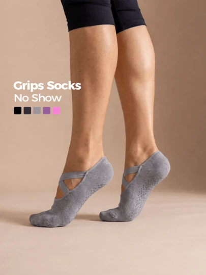 1/3/4 Pares de calcetines de yoga antideslizantes para mujer, calcetines de agarre, calcetines neutros de hospital, soporte para el tobillo, calcetines deportivos amortiguadores