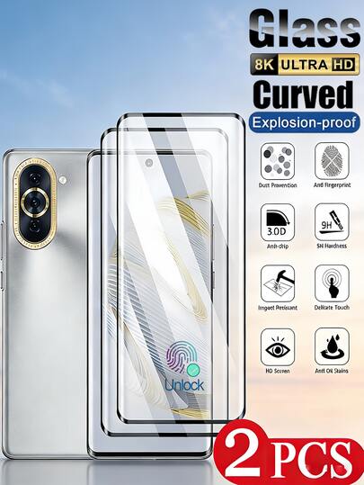2pcs 3D Curved Tempered Glass Screen Protector, High Definition Anti-Explosion Anti-Scratch, Supports Fingerprint Identification, Compatible With Samsung Galaxy S26 S25/ 15T/ Note 15 14/Reno And Other Models, 9H Hardness Screen Protector, Auto-Adsorption, High Hardness, Rounded Edge Anti-Dust Design