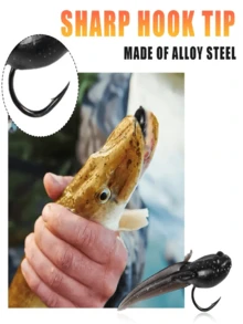 10个/盒仿生蝌蚪软饵，TPE材质漂浮蝌蚪软饵，高度逼真且抗撕裂，增强型单钩设计，适用于淡水和海水飞钓，适用于鲤鱼、鲶鱼、鲈鱼、鳟鱼、鲑鱼等鱼类。 - 黑色 - 查看 4