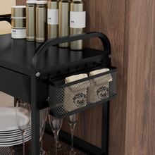 Rolling Trolley With Drawers And Shelves, Kitchen Trolley, Storage Trolley With Hooks, Ideal As An Extra Serving Cart In The Kitchen Or Living Room, In Black Steel. - Black - View 10