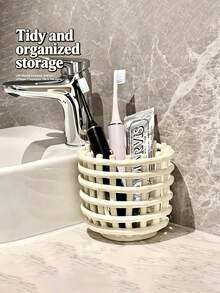 1pc Bathroom Vanity Organizer Tray For Facial Towel, Toothbrush, Cosmetics And Other Toiletries - Multicolor - View 7