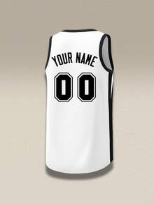 Cetak Jersey Basket, Pakaian Olahraga Basket yang Dipersonalisasi untuk Pria, Kain Anti Keringat, Hadiah Jersey Kustom, Hadiah Ulang Tahun Pria, Hadiah Tim Musim Panas - Putih - View 4