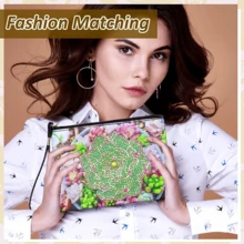 1pc Diamond Painting Clutch Bag, Succulent Plant Pattern, Partial Mosaic Handcraft, Artistic Wallet, PU Leather Diamond Painting Clutch Bag Suitable For Daily Use, Travel And Gift - View 8