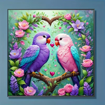 1 pieza Nuevo kit de pintura de diamantes 5D con tema de corona de pájaros carpinteros en forma de corazón, obra de arte de mosaico de diamantes de cristal DIY, adecuado para regalos artesanales, decoración de sala de estar/dormitorio, aplicable para festividades como Eid Al-Adha, Día del Padre, Día de la Madre, Boda, Día del Trabajo, Pascua, Navidad, Día de San Valentín, sin marco