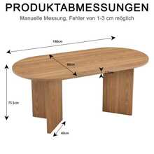 180cm Dining Table For Four To Six People, Oval Kitchen Table, Round Dining Table In Modern Rustic Style, Ideal For The Dining Room, Kitchen And Living Room. - 卡其色 - 查看 7