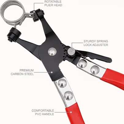 Heavy Duty Hose Clamp Pliers (Non-Slip Handle) - Professional Tool Suitable For Oil Hose, Vacuum Hose And Hydraulic Hose, Fits Flat Band Clamps And Quick Connectors, For Garage, Workshop, Automotive DIY Repair, Clamping Tool, Workshop Equipment, Ergonomic Design, Durable Construction, Stable Structure, Essential For Auto Enthusiasts, Garage Equipment, Compact Design, High-Quality Metal Material, For Automotive Technicians, Quick Locking System, Hose Clamp Pliers