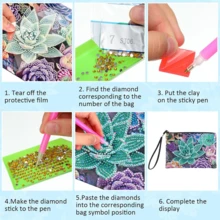 1pc Diamond Painting Clutch Bag, Succulent Plant Pattern, Partial Mosaic Handcraft, Artistic Wallet, PU Leather Diamond Painting Clutch Bag Suitable For Daily Use, Travel And Gift - View 10